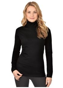 TRIGEMA Damen Rollkragenshirt "TRIGEMA Rollkragenshirt", schwarz, Basic, Gr. XL, 95% Baumwolle, 5% Elastan, Shirts