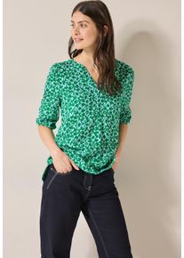 Cecil Damen Klassische Bluse, blau, casual, Gr. S, bedruckt, Stoff, 99% Viskose, 1% Metallfasern, Blusen, mit Elastikbund an den Ärmeln