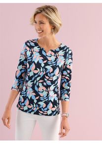 Classic Basics Damen 3/4-Arm-Shirt "3/4-Arm-Shirt", blau, Gr. 50, gemustert, mehrfarbig, 100% Baumwolle, Shirts