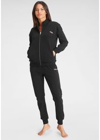 Fila Damen Loungeanzug, Gr. XS, schwarz, Obermaterial: 100% Baumwolle, unifarben, casual, Homewear-Sets, mit Markenlogo auf der Brust