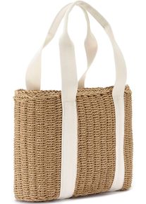 Vivance Damen Shopper "Strandtasche", beige, Papierstroh, unifarben mit Farbeinsatz, Flechtoptik, kontrastfarbene Details, Taschen,
