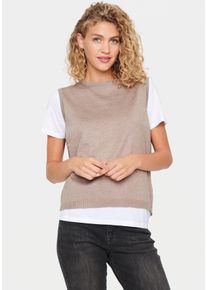 Saint Tropez Damen Pullunder "MilaSZ Vest", braun, modisch, Gr. M, meliert, Strick, Obermaterial: 80% Viskose, 20% Polyacryl, Pullover