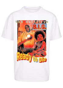 Herren Kurzarmshirt "Upscale by Mister Tee Herren Biggie Ready To Die Oversize Tee", weiß, casual, Gr. XS, UPSCALE BY MISTER TEE, unifarben, 100%