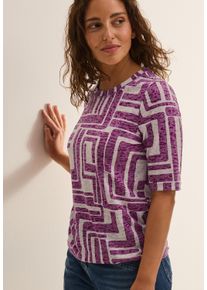 Cecil Damen T-Shirtanemone pink, casual, Gr. M, gemustert, Jersey, Obermaterial: 65% Polyester, 35% Viskose, Shirts, in Ausbrenner-Optik, gemustert