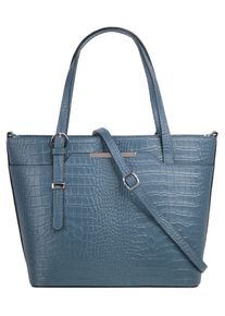 CLUTY Damen Henkeltasche, blau, Leder, Reptilienprägung, Taschen, echt Leder, Made in Italy