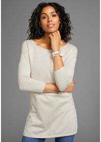 Laura Scott Damen Longpullover, beige, Basic, Gr. 48, meliert, unifarben, Feinstrick, Obermaterial: 70% Viskose, 30% Polyamid, Pullover, mit