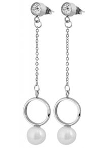 Adelia´s ADELIA ́S Damen Paar Ohrhänger "Neuheit 2025 - Damen Ohrstecker aus Edelstahl und Strass - Perle", Damen, Edelstahl, weiß, Edelstahl, Ohrringe