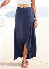Lascana Damen Maxirock, blau, casual, Gr. 38, unifarben, Jersey, Obermaterial: 100% Viskose, Röcke, mit elastischem Bund aus Viskosejersey,