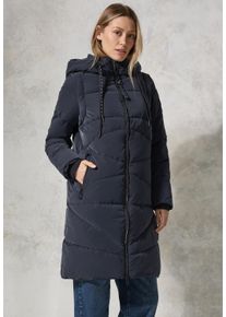 Cecil Damen Steppmantel, blau, casual, Gr. XS, unifarben, Stoff, Obermaterial, Futter und Füllung: 100% Polyester, Mäntel, mit abnehmbarer Kapuze