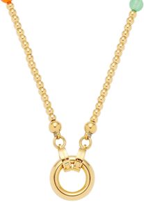 Leonardo Damen Charm-Kette "Halskette Smile Clip&Mix, 023749", Edelstahl, L: 45cm B: 4mm, bunt, Edelstahl, B:4mm, Halsketten, mit Achat