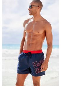 Kangaroos Herren Badeshorts "Adams", blau, Gr. S, kontrastfarbene Details, Microfaser, Badehosen, mit großem Logoschriftzug