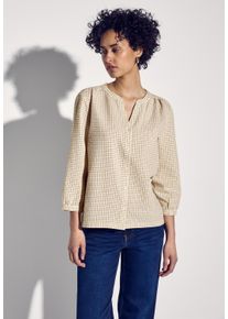 Street One Damen Klassische Bluse, beige, casual, Gr. 36, kariert, Web, 40% Baumwolle, 38% Polyester, 21% Viskose, 1% Elasthan, Blusen, mit 3/4 Ärmeln