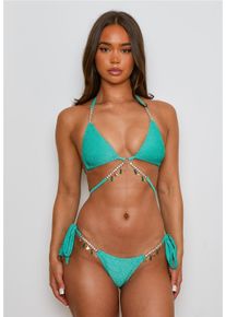 MODA MINX Damen Bikini-Hose "Lumiere Seychelles", grün, Gr. XL, unifarben, 85% Polyester, 8% Elasthan, 7% Metall, Badehosen, mit Glitzersteinchen und