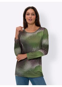 Classic Basics Damen Longshirt "Longshirt", grün, Gr. 40, gemustert, mehrfarbig, 100% Polyester, Shirts