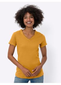 Heine Damen V-Shirt "Shirt", gelb, Gr. 38, unifarben, 95% Baumwolle, 5% Elasthan, Shirts