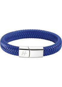 HECHTER PARIS Damen Lederarmband "Schmuck Geschenk Edelstahl Leder Armschmuck", Edelstahl-Leder, blau, Edelstahl, Leder, Armbänder