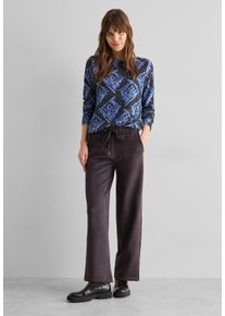 Cecil Damen Langarmshirt, blau, casual, Gr. M, bedruckt, Stoff, 67% Viskose, 28% Polyester, 5% Elasthan, Shirts, mit U-Boot-Ausschnitt