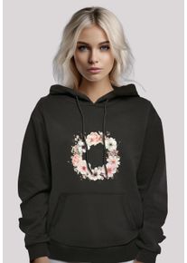 F4NT4STIC Damen Kapuzenpullover "Rosa Blumenkranz", schwarz, casual, Gr. L, Obermaterial: 65% Baumwolle, 35% Polyester, Pullover, Premium Qualität