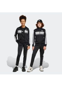Kinder Trainingsanzug "J 3S TIBERIO TS", schwarz-weiß, sportlich, Gr. 164, adidas Sportswear, Obermaterial: 100% Polyester, Sportanzüge