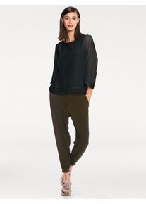 Heine Damen Blusenshirt "Blusenshirt", schwarz, Gr. 48, unifarben, 100% Polyester, Unterteil:5% Elasthan, 95% Viskose, Shirts