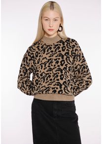 Haily's HAILY’S Damen Strickpullover "LS V SK Zo44e", braun, feminin, Gr. XS, animal-print, Strick, Obermaterial: 52% Viskose, 28% Nylon, 20% Polyamid,
