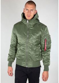 Herren Bomberjacke "MA-1 HOODED", grün, modisch, Gr. S, Alpha Industries, unifarben, Web, Obermaterial: 100% Nylon. Futter: 100% Nylon. Wattierung: