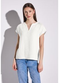 Street One Damen Hemdbluse, weiß, casual, Gr. 44, unifarben, Web, 100% Baumwolle, Blusen, aus reiner Baumwolle