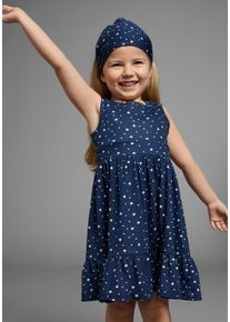 Kidsworld Mädchen Jerseykleid "2tlg. Shirtkleid + Haarband im niedlichen Sternen-Allover", blau, modisch, Gr. 92, bedruckt, Jersey, Obermaterial: