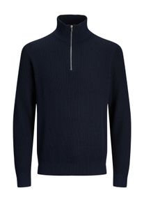 Jack & Jones PlusSize Herren Troyer "JPRBLALIAM KNIT HALF ZIP BF PLS", blau, modisch, Gr. XXXL, JACK & JONES PLUSSIZE, unifarben, Strick, Obermaterial: 50% Baumwolle, 50%