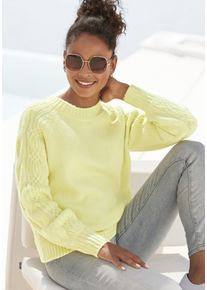 Lascana Damen Rundhalspullover, grün, modisch, Gr. 36, unifarben, Obermaterial: 54% Polyester, 43% Polyacryl, 3% Elasthan, Pullover, mit
