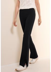 Cecil Damen Leggings, schwarz, casual, Gr. M, unifarben, Web, Obermaterial: 48% Viskose, 47% Polyester, 5% Elasthan, Hosen, mit Schlitz