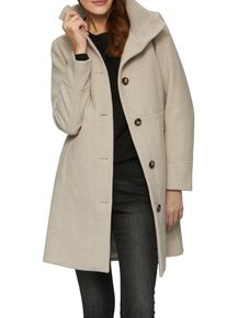 s.Oliver Damen Langmantel, beige, casual, Gr. 44, meliert, Twill, Obermaterial: 70% Polyester, 30% Wolle. Futter: 100% Polyester, Mäntel, mit