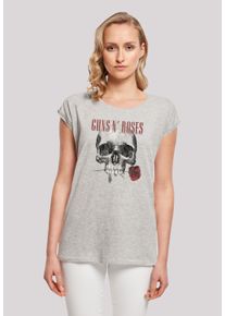 F4NT4STIC Damen T-Shirt "Guns 'n' Roses Flower Skull Rock Musik Band", grau, casual, Gr. XXL, Obermaterial: 100% Baumwolle, Shirts, Premium Qualität