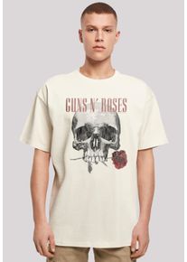 F4NT4STIC Herren T-Shirt "Guns 'n' Roses Flower Skull Rock Musik Band", beige, casual, Gr. XS, Obermaterial: 100% Baumwolle, Shirts, Premium Qualität
