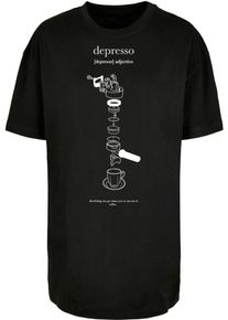MisterTee Herren T-Shirt "MisterTee Ladies Depresso Oversized Boyfriend Tee", schwarz, casual, Gr. 5XL, bedruckt, 100% Baumwolle, Shirts