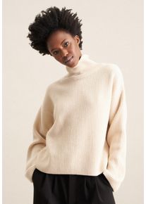 Seidensticker Damen Strickpullover "Schwarze Rose", beige, Gr. L, unifarben, 80% Wolle, 15% Polyamid 5% Kaschmir, Pullover, Langarm Rollkragen Uni