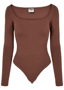 Urban Classics Damen Langarmshirt "Urban Classics Damen Ladies Organic Longsleeve Body", braun, casual, Gr. L, unifarben, 95% Baumwolle, 5% Elasthan,