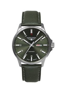 BAUHAUS Herren Automatikuhr "BAUHAUS aviation", grün, Armbanduhren, Armbanduhr, Herrenuhr, Datum, Titan, Saphirglas, Made in Germany