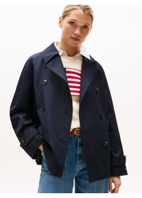 Tommy Hilfiger Damen Trenchcoat "COTTON REG SHORT TRENCH COAT", blau, modisch, Gr. 34, unifarben, Web, Obermaterial: 100% Baumwolle, Mäntel