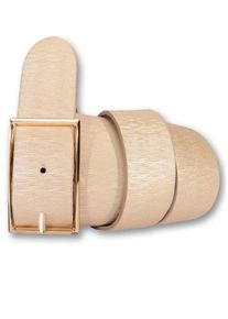 Silbergift Damen Ledergürtel, beige, modisch, Gr. 105, unifarben, Rindsleder, Gürtel, Schraffiert, goldfarbene Schließe