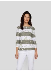 Rabe Damen 3/4-Arm-Shirt, braun, casual, Gr. 48, colorblocking, bedruckt, Jersey, Obermaterial: 100% Baumwolle, Shirts, mit Blockstreifen und