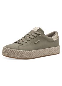 Tamaris Damen Plateausneaker, Gr. 36, grün, Lederimitat, kontrastfarbene Details, sportlich, Schuhe, Freizeitschuh, Halbschuh, Schnürschuh mit