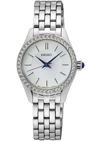 Seiko Damen Quarzuhr, silber, Armbanduhren, Armbanduhr, Damenuhr, Kristallsteine, Edelstahlarmband