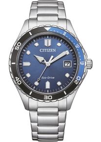 Citizen Herren Solaruhr, silber, Armbanduhren, Armbanduhr, Herrenuhr, Damenuhr, Edelstahlarmband, bis 10 bar wasserd.
