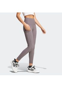Damen Trainingstights "W LNG RIB LEG"grau strata, sportlich, Gr. M, adidas Sportswear, Obermaterial: 45% Baumwolle, 45% Viskose, 10% Elasthan, Hosen