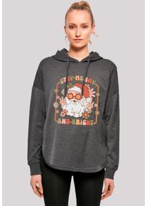 F4NT4STIC Damen Kapuzenpullover "Stay Merry And Bright Hippie Santa", grau, casual, Gr. M, Obermaterial: 100% Baumwolle, Pullover, Premium Qualität,