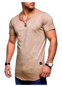 behype Herren T-Shirt "DUST", braun, casual, Gr. S, unifarben, 100% Baumwolle, Shirts, mit Rundhals-Ausschnitt