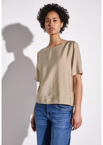 Street One Damen Klassische Blusecotton beige, casual, Gr. 44, unifarben, Stoff, 88% Viskose, 12% Polyamid, Blusen, mit Tunnelzug am Saum