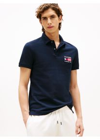 Tommy Hilfiger Herren Poloshirt "HILFIGER FLAG REG POLO", blau, casual, Gr. XL, Jersey, Obermaterial: 96% Baumwolle, 4% Elasthan, Shirts