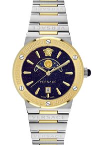 Versace Damen Quarzuhr "GRECA LOGO MOONPHASE", silber, Armbanduhren, Armbanduhr, Damenuhr, Saphirglas, Datum, Swiss Made, Mondphase